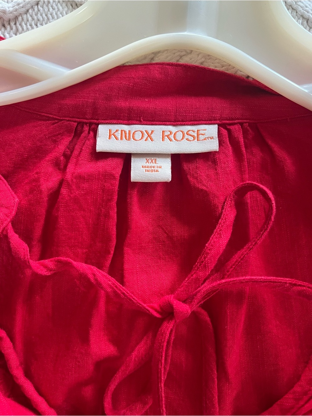 Knox Rose Vibrant Rayon/Cotton Blend Red Blouse with Tassels Size XXL - Picture 3 of 15